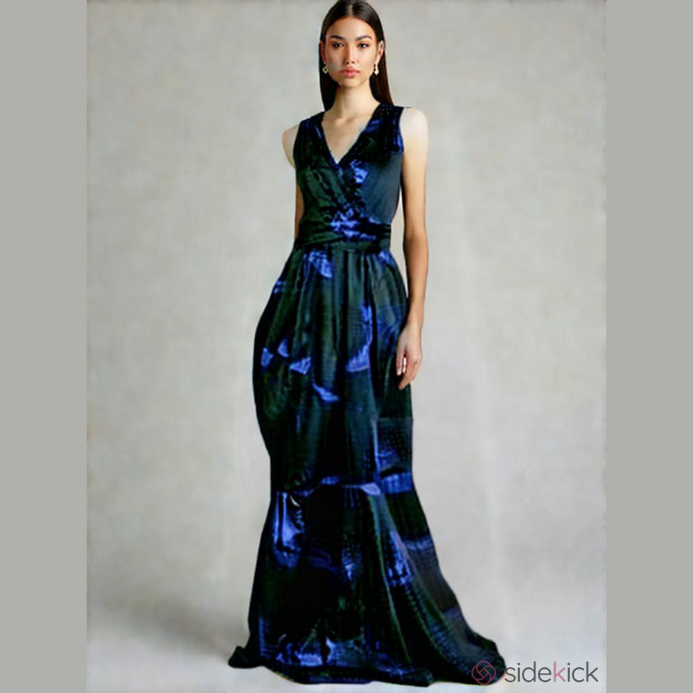 Marc Jacobs Feather Print Halter Wrap Maxi Dress